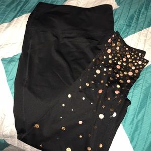 NWOT Rose Gold Polka Dot Leggings